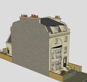 英国联排别墅建筑SU模型下载_sketchup草图大师SKP模型