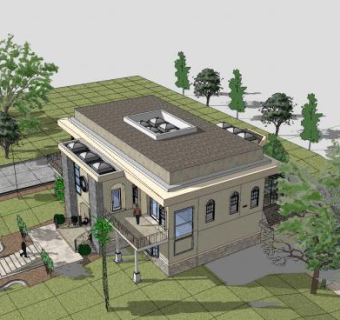 现代住宅城堡别墅SU模型下载_sketchup草图大师SKP模型