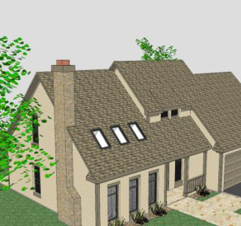 混合郊区房屋别墅SU模型下载_sketchup草图大师SKP模型