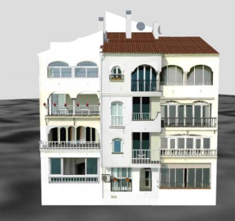 户外公寓别墅建筑SU模型下载_sketchup草图大师SKP模型