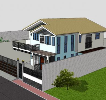 现代户外房子建筑SU模型下载_sketchup草图大师SKP模型
