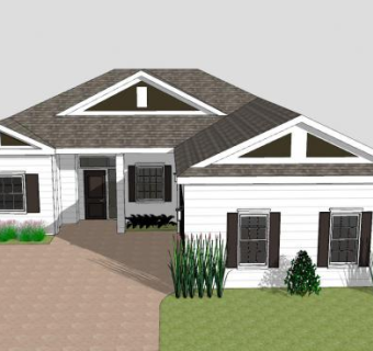 三居室住宅建筑SU模型下载_sketchup草图大师SKP模型