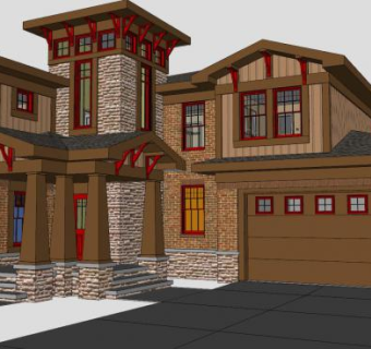 平方建筑别墅SU模型下载_sketchup草图大师SKP模型