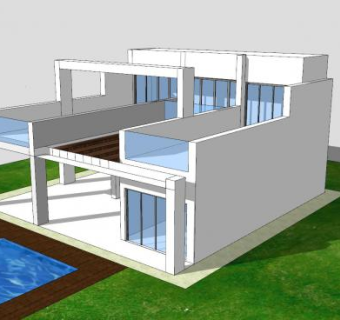 豪华别墅游泳池SU模型下载_sketchup草图大师SKP模型