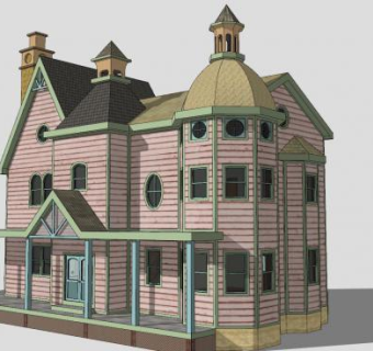 梦幻别墅户外建筑SU模型下载_sketchup草图大师SKP模型