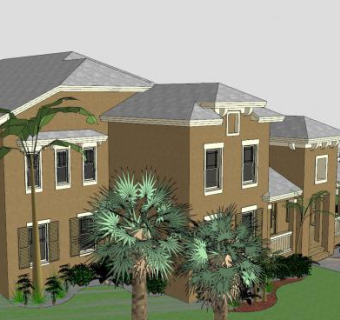 阳光海岸建筑SU模型下载_sketchup草图大师SKP模型