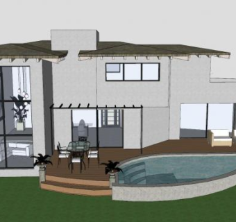 度假屋别墅户外建筑SU模型下载_sketchup草图大师SKP模型