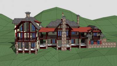 旁边小木屋别墅SU模型下载_sketchup草图大师SKP模型