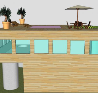 泳池小别墅建筑SU模型下载_sketchup草图大师SKP模型