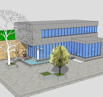 小别墅户外建筑SU模型下载_sketchup草图大师SKP模型