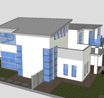 大房子户外别墅建筑SU模型下载_sketchup草图大师SKP模型