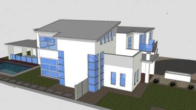 大房子户外别墅建筑SU模型下载_sketchup草图大师SKP模型