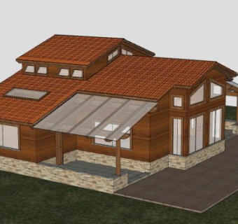 乡村木屋建筑别墅SU模型下载_sketchup草图大师SKP模型