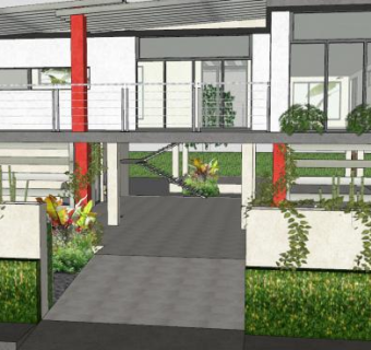 现代热带房子户外建筑SU模型下载_sketchup草图大师SKP模型