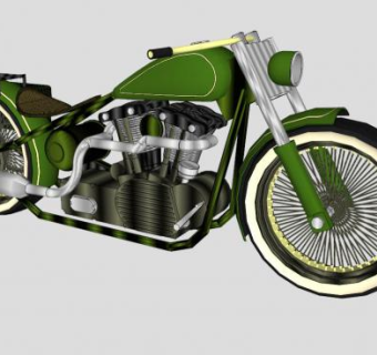 机械化摩托车军绿色SU模型_su模型下载 草图大师模型_SKP模型