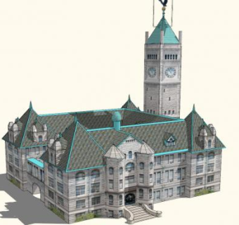 洛厄尔市政厅办公SU模型下载_sketchup草图大师SKP模型