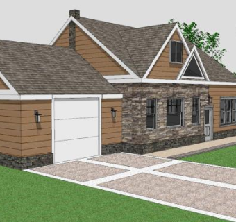 简单棕色房子别墅SU模型下载_sketchup草图大师SKP模型