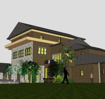 豪宅别墅建筑SU模型下载_sketchup草图大师SKP模型