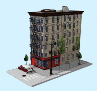现代公寓别墅建筑SU模型下载_sketchup草图大师SKP模型