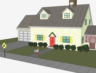 格里芬家族建筑房子SU模型下载_sketchup草图大师SKP模型