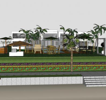 海边别墅大房子SU模型下载_sketchup草图大师SKP模型
