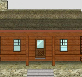 小木屋别墅建筑SU模型下载_sketchup草图大师SKP模型