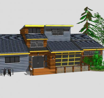 太阳能房屋别墅SU模型下载_sketchup草图大师SKP模型