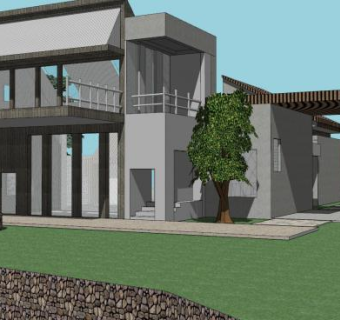 德州湖房子别墅SU模型下载_sketchup草图大师SKP模型