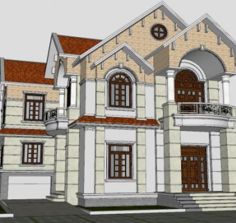 别墅户外房子建筑SU模型下载_sketchup草图大师SKP模型