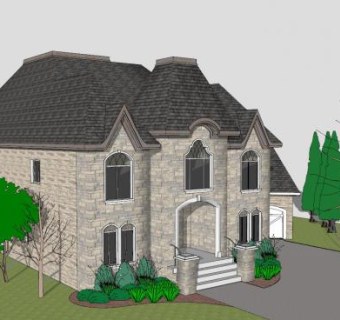 加拿大城堡别墅SU模型下载_sketchup草图大师SKP模型