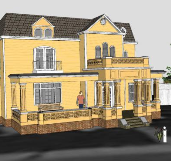 紫藤房子别墅SU模型下载_sketchup草图大师SKP模型