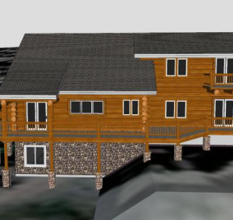 定制木屋建筑别墅SU模型下载_sketchup草图大师SKP模型