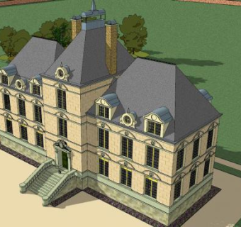 毛毛虫城堡别墅SU模型下载_sketchup草图大师SKP模型