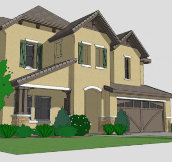 欧式户外别墅建筑SU模型下载_sketchup草图大师SKP模型