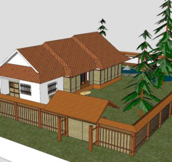 日本茶室别墅建筑SU模型下载_sketchup草图大师SKP模型