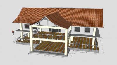 泰国学校房子别墅SU模型下载_sketchup草图大师SKP模型