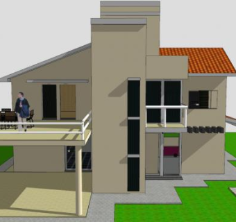 两层房屋别墅建筑SU模型下载_sketchup草图大师SKP模型