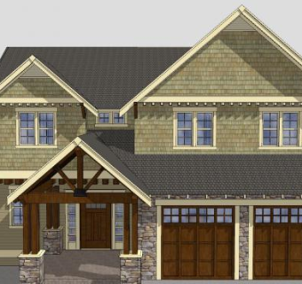 湖边别墅建筑房子SU模型下载_sketchup草图大师SKP模型