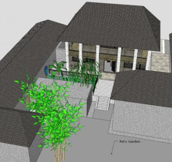 裴家花园别墅建筑SU模型下载_sketchup草图大师SKP模型