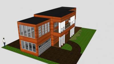 现代生态住宅建筑SU模型下载_sketchup草图大师SKP模型