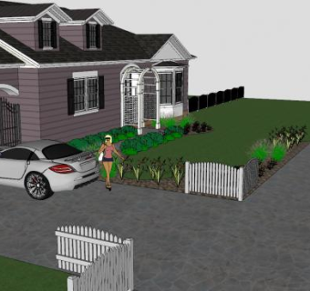 紫色小房子建筑SU模型下载_sketchup草图大师SKP模型