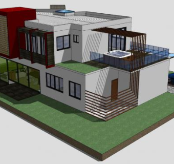 别墅住宅房子建筑SU模型下载_sketchup草图大师SKP模型