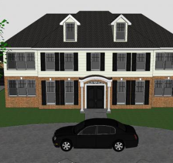 现代殖民房子别墅SU模型下载_sketchup草图大师SKP模型