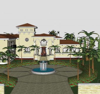 漂亮房子建筑SU模型下载_sketchup草图大师SKP模型