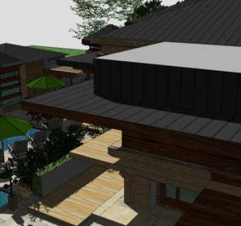 中式豪宅别墅建筑SU模型下载_sketchup草图大师SKP模型