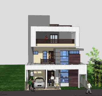 海边小平房建筑SU模型下载_sketchup草图大师SKP模型
