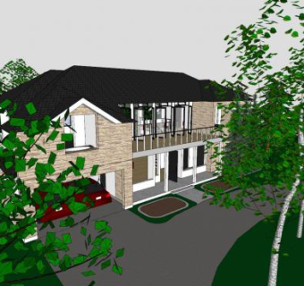 现代主义郊区建筑SU模型下载_sketchup草图大师SKP模型