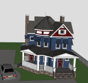 维多利亚房子建筑SU模型下载_sketchup草图大师SKP模型