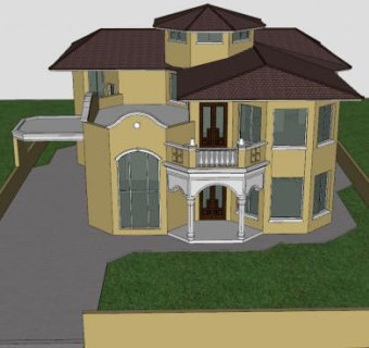 户外别墅房子建筑SU模型下载_sketchup草图大师SKP模型