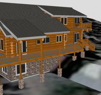 定制木屋房子建筑SU模型下载_sketchup草图大师SKP模型